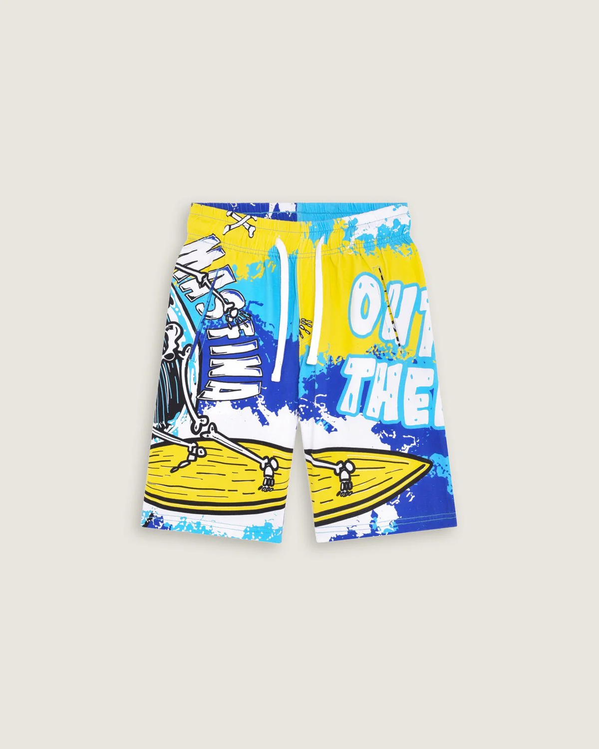 Bambino | Bermuda School Of Surf Color Turchese In 100% Cotone Con Stampa "Out There Mas Fina"