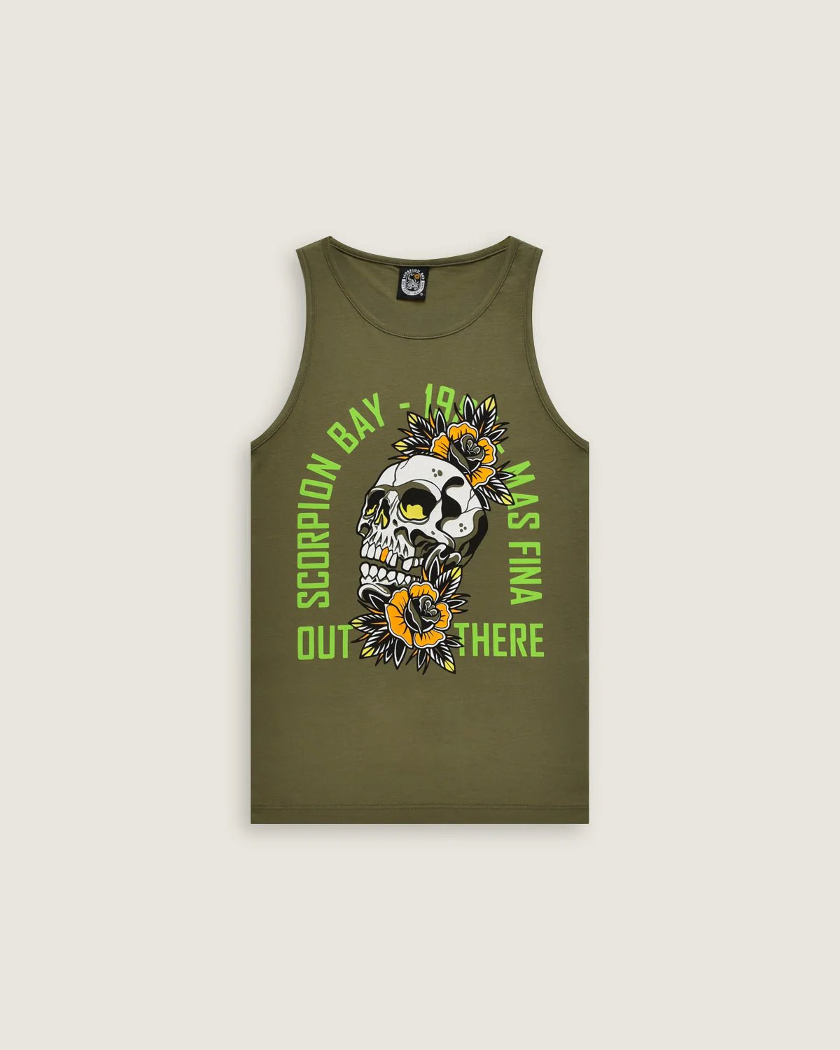Bambino | Canotta Verde Con Stampa "Floreal Skull"