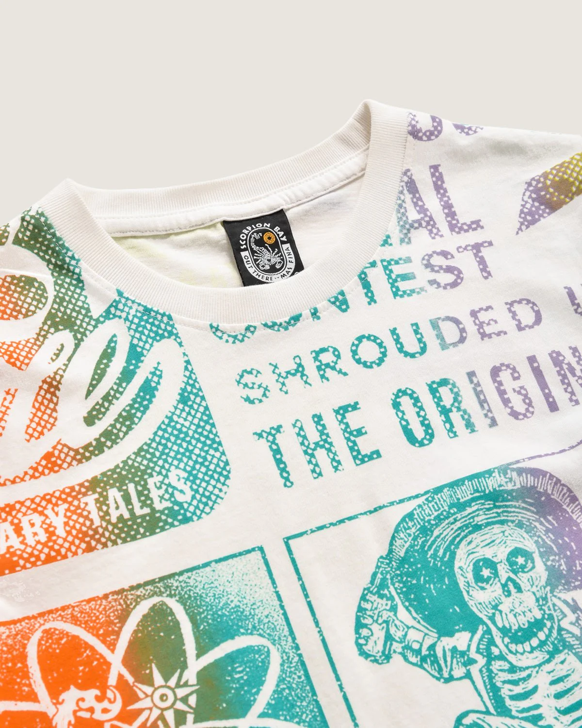Bambino | T-Shirt Travelling With Dad Color Bianco In 100% Cotone Con Stampa Vignette E Motivo Rainbow - Image 3