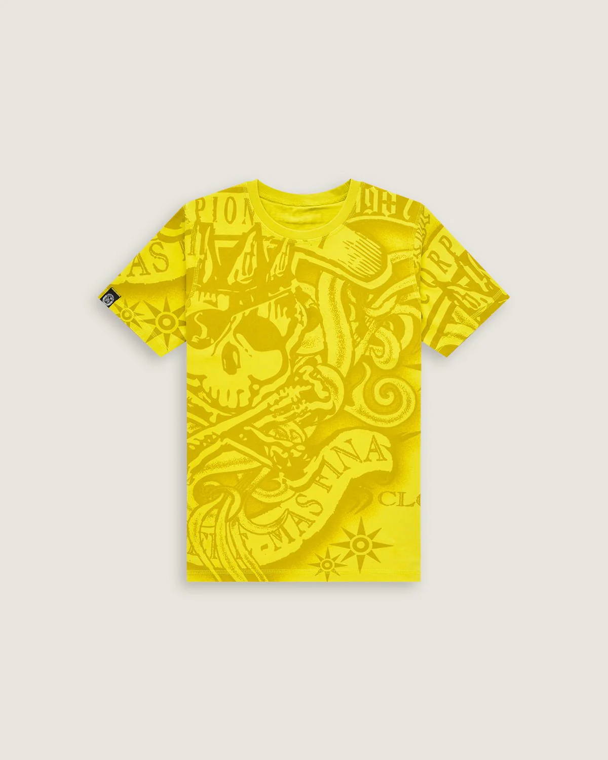 Bambino | T-Shirt Double-Face Color Giallo Acido 100% Cotone Con Stampa All-Over "King Skull"