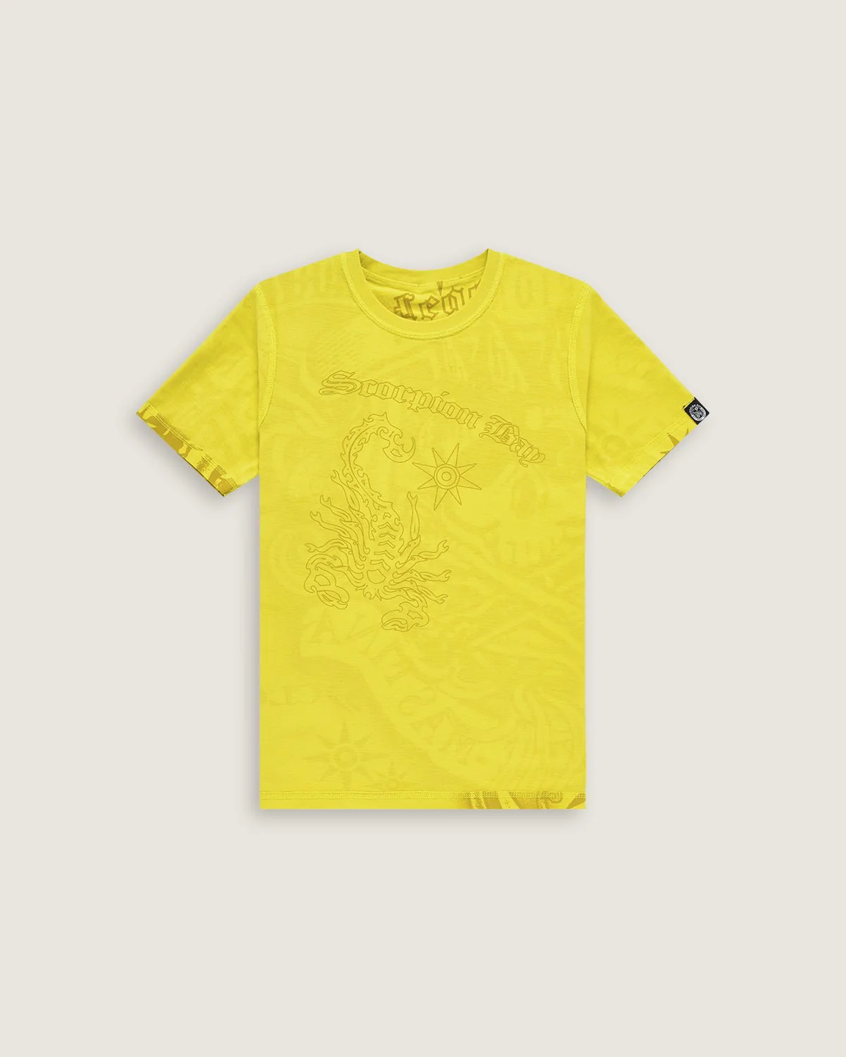 Bambino | T-Shirt Double-Face Color Giallo Acido 100% Cotone Con Stampa All-Over "King Skull" - Image 2