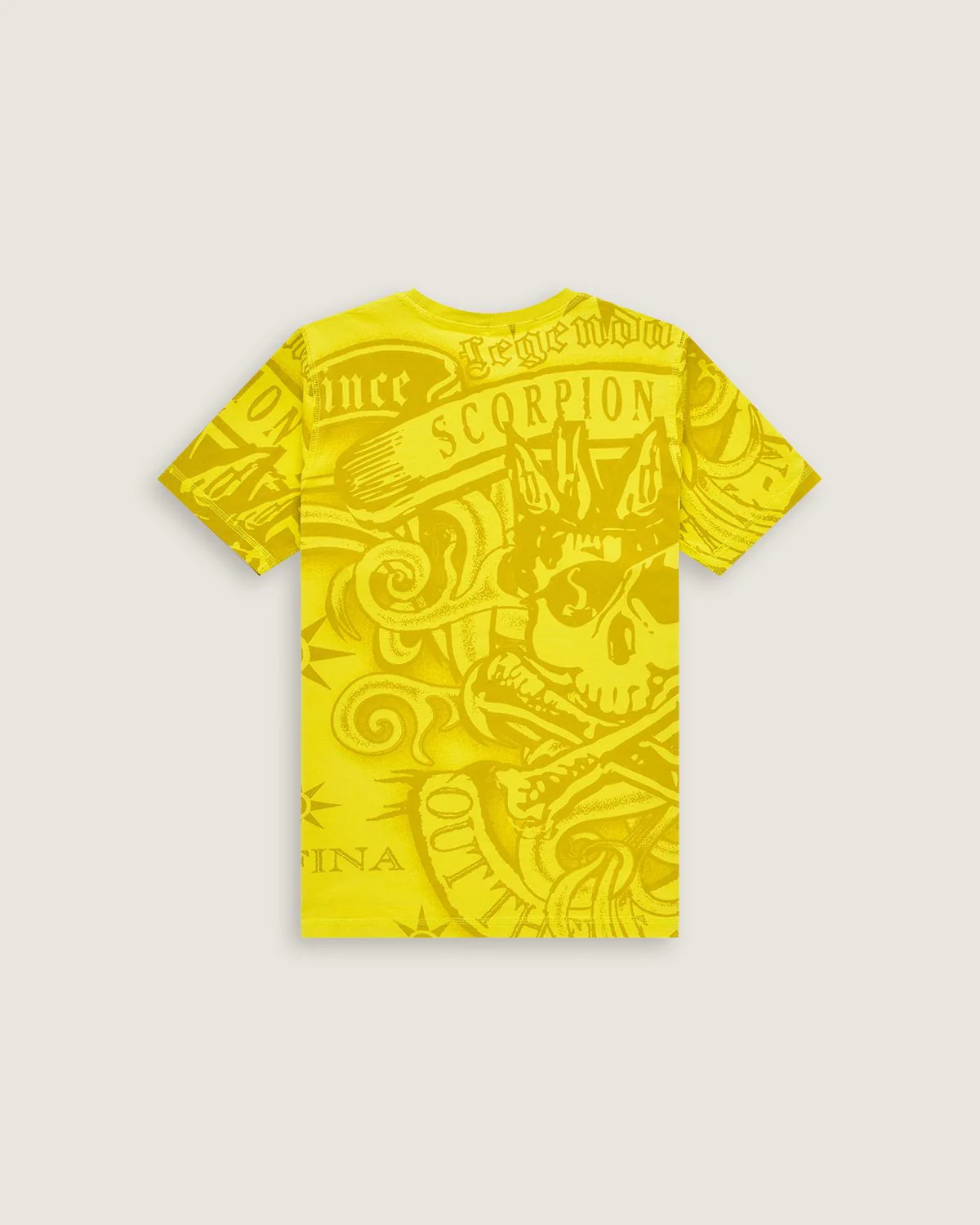 Bambino | T-Shirt Double-Face Color Giallo Acido 100% Cotone Con Stampa All-Over "King Skull" - Image 3