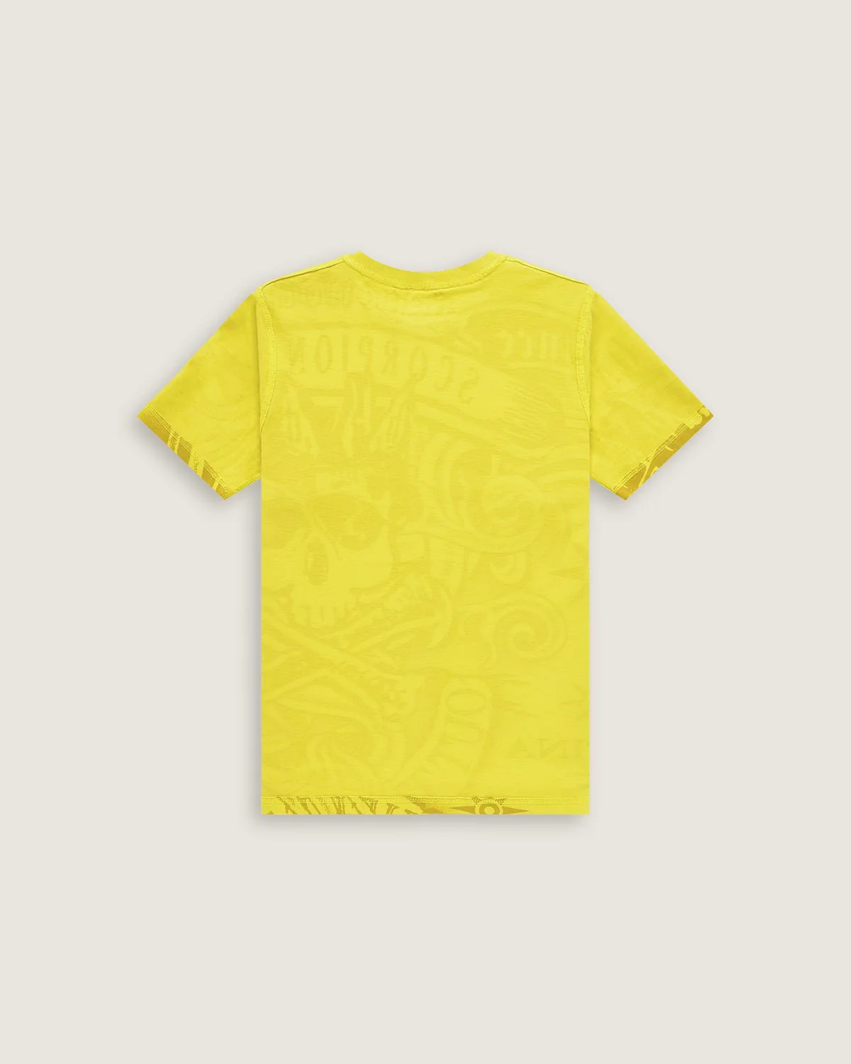 Bambino | T-Shirt Double-Face Color Giallo Acido 100% Cotone Con Stampa All-Over "King Skull" - Image 4