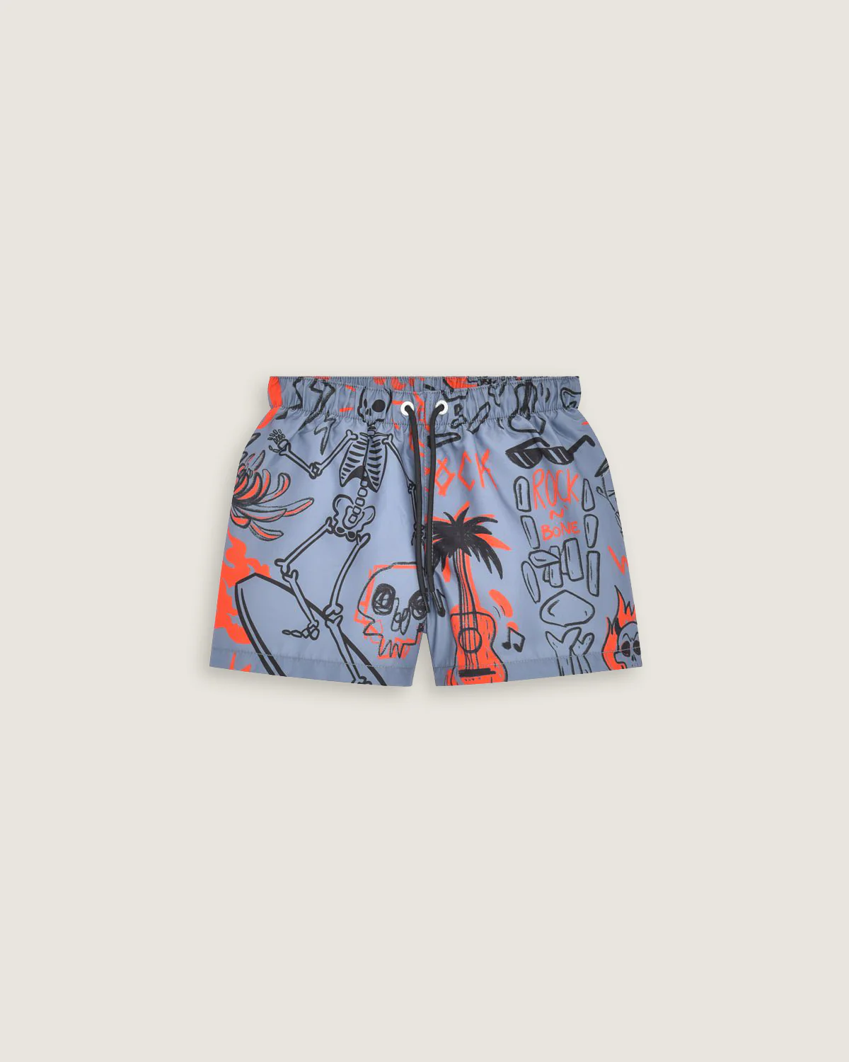 Bambino | Costume Volley Antracite Con Stampa All-Over "Sketched Skull"