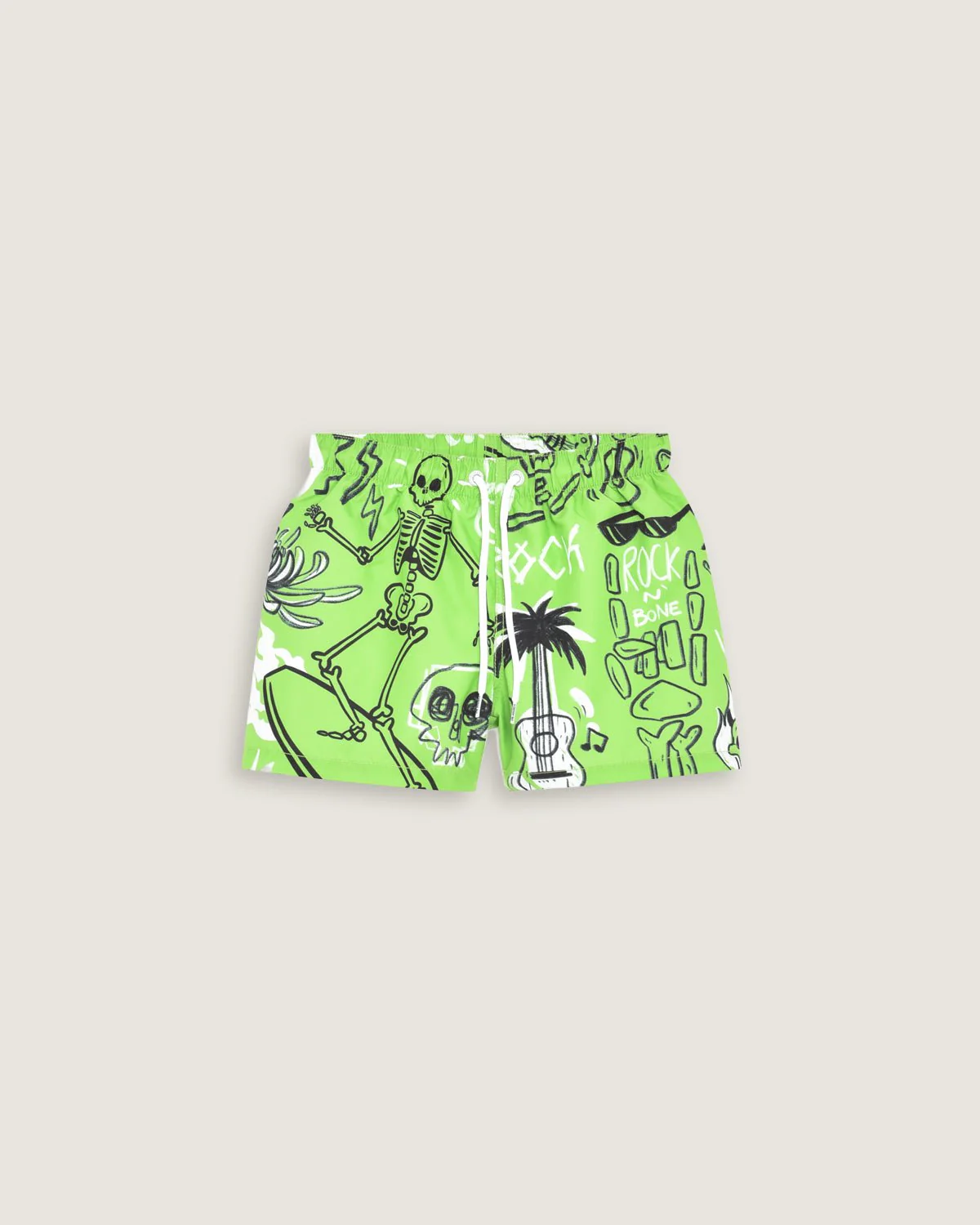 Bambino | Costume Volley Verde Con Stampa All-Over "Sketched Skull"
