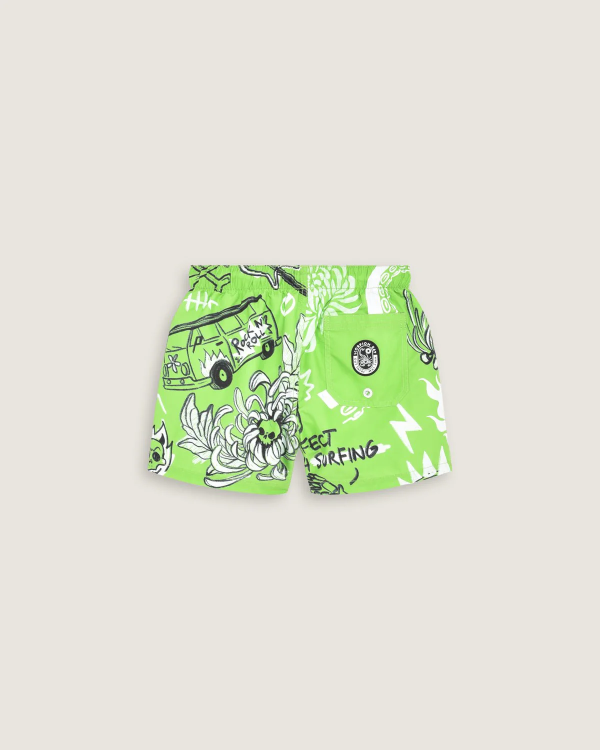 Bambino | Costume Volley Verde Con Stampa All-Over "Sketched Skull" - Image 2