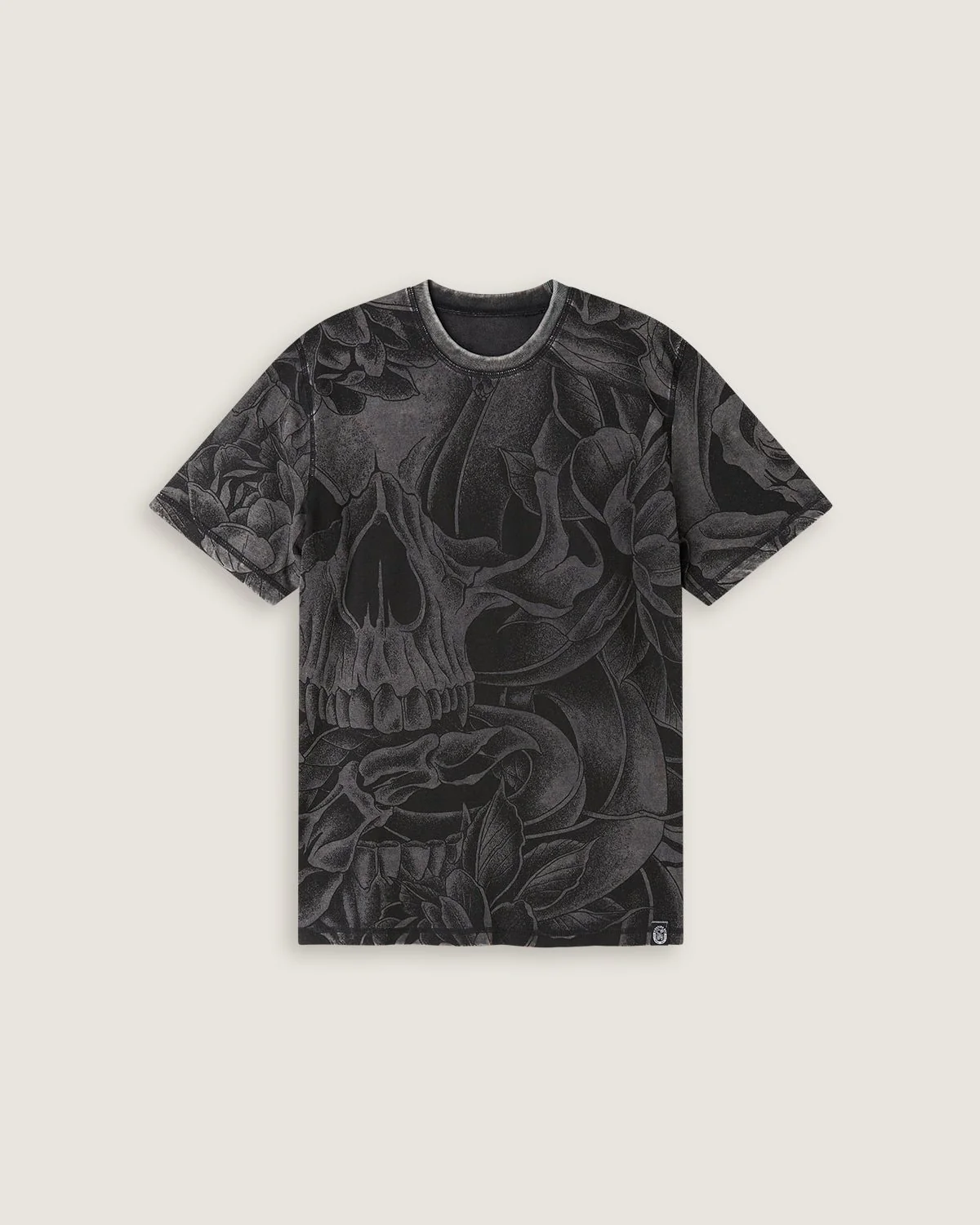 T-shirt stampata double face "Snake & Flowers" uomo